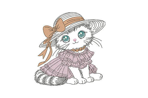 Kawaii Cat Embroidery Design