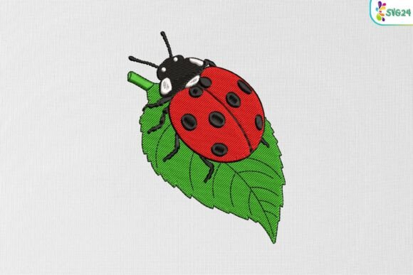 Ladybug on Leaf Embroidery