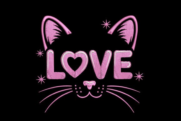 Love Cat Embroidery Design