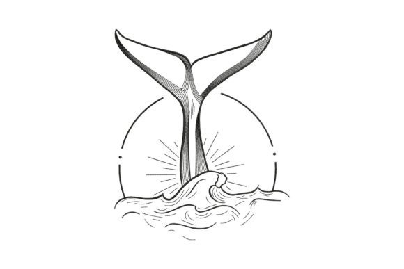 Whale Tail Outline Embroidery Design