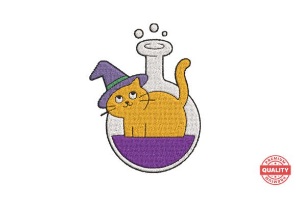 Witch Cat in Potion Bottle